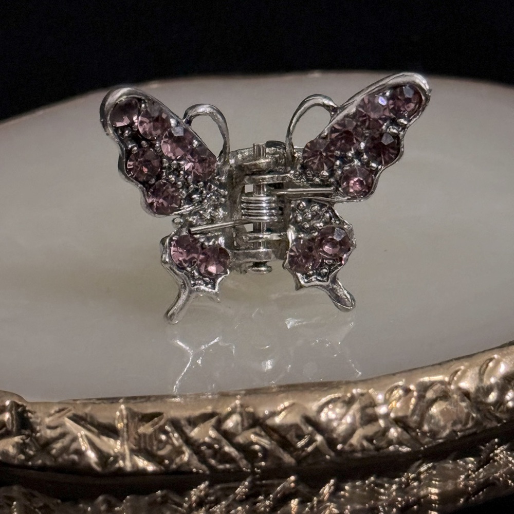 Mini Rhinestone Butterfly Hair Clip New